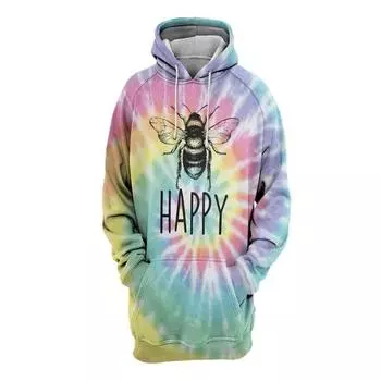 Осенние толстовки с капюшоном Animal Bees 3D Printed Hoodies Женская мода Streetwear Длинные рукава свитера Топы Толстовки Мужская одежда S