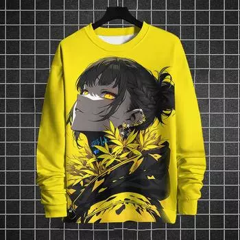 Осенние толстовки с капюшоном для мужчин, толстовка, пуловер с 3D-принтом, аниме, футболка с длинными рукавами, топы, уличные хип-хоп, свободные женские и мужские вещи S