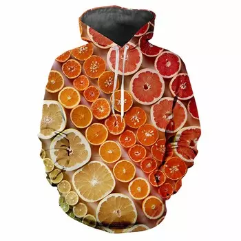 Осенние толстовки с принтом фруктов и овощей с 3D-принтом для мужчин и женщин, модные повседневные толстовки с капюшоном большого размера, пуловеры, спортивная одежда S