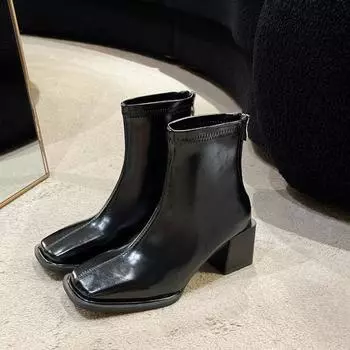 Осенние толстые каблуки кожаные ботинки челси для женщин модные мягкие подошвы увеличивают женские ботильоны дизайнерская повседневная обувь женская 35