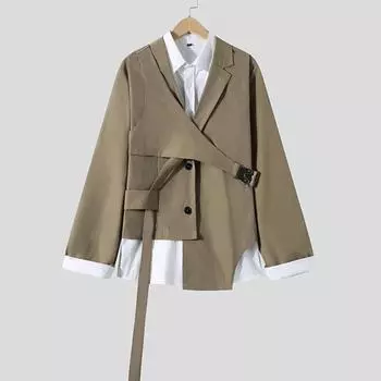 Осенние тонкие мужские модные дизайнерские лоскутные мини-пальто с нерегулярными длинными рукавами, стильная однотонная повседневная короткая верхняя одежда S-5XL 4XL чёрный