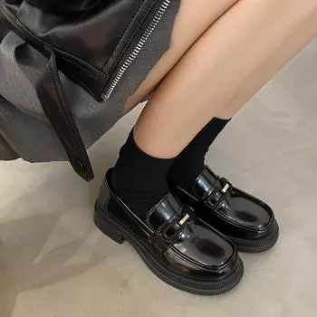 Осенние туфли-лоферы Mary Jane в британском стиле на толстой подошве для женщин 35 чёрный