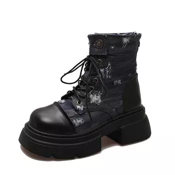 Осенние туфли на плоской подошве на платформе, ковбойские спортивные повседневные ботинки 7,5 см, зимние женские ботинки челси по щиколотку, женская обувь для ходьбы, зимние ботинки для мотоциклистов 35