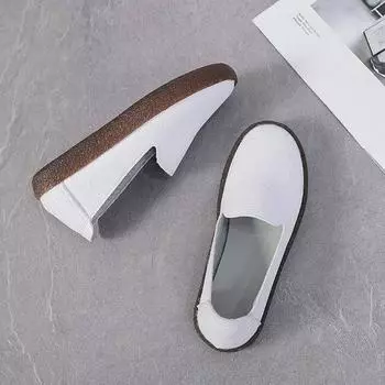 Осенние туфли на плоской подошве, женские туфли, мокасины, натуральная кожа, женские туфли на плоской подошве, женские мокасины, туфли больших размеров 35 белый