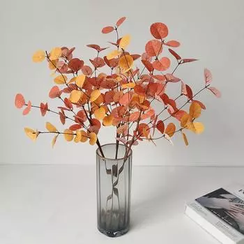 Осенние ветки эвкалипта: Украшение на День благодарения и Праздник урожая 60 cm Long красный/оранжевый