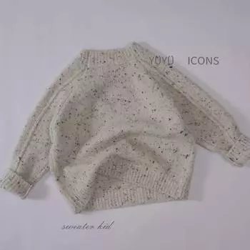 «Осенние вязаные свитера для мальчиков и девочек — стильные, свободного кроя с черными точками» 140 cm