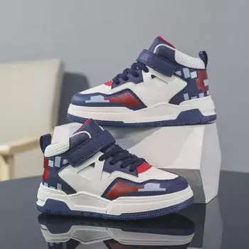 Осенние высокие кроссовки на липучках для детей 2023 года — стильные повседневные кроссовки для мальчиков и девочек 28 серый/зелёный