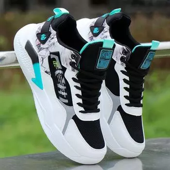 Осенние высокие сетчатые дышащие баскетбольные мужские кроссовки, мужская спортивная обувь, модная повседневная мужская обувь на платформе 39 белый