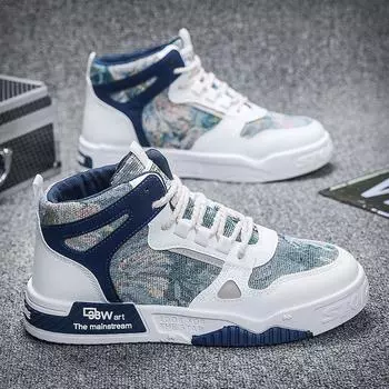 Осенние высокие туфли, мужская модная повседневная обувь, дышащие спортивные кроссовки, маленькие белые туфли, студенческая обувь 39 синий