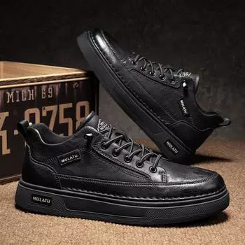 Осенние высококачественные новые туфли из микрофибры с кожаными вставками в стиле ретро, чисто черные, повседневные, рабочие, поварские, маленькие кожаные туфли, мужская обувь 39