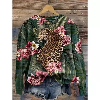 Осенние забавные толстовки с леопардовым принтом в виде пантеры, гепарда, тигра, зебры, толстовки с 3D принтом, женские уличные пуловеры, толстовка с капюшоном Y2k, женская одежда M