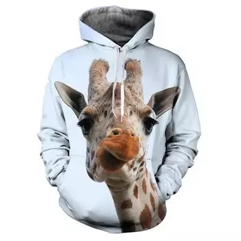 Осенние забавные толстовки с принтом жирафа в формате 3D для женщин, модные повседневные толстовки с капюшоном большого размера для детей, пуловеры, спортивная одежда S