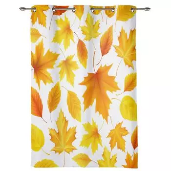 Осенние занавески с текстурой кленового листа для спальни, гостиной, оконные шторы, жалюзи, кухня, домашний декор, шторы 135W x 60H(cm) x1