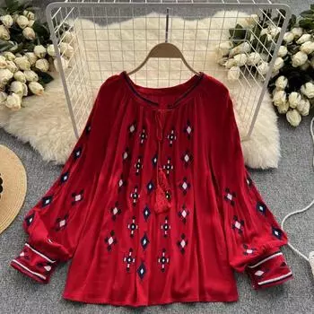 Осенние жаккардовые шикарные свободные топы-рубашки с французской куклой в Европе и США. One Size чёрный