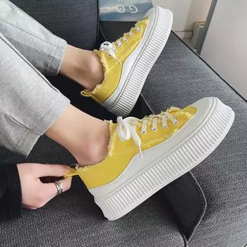Осенние желтые ретро мужские вулканизированные туфли кроссовки на платформе мужские дизайнерские туфли мужские парусиновые повседневные кроссовки zapatillas hombre 39 белый