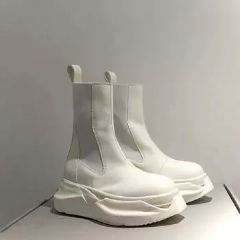 Осенние женские ботильоны челси зимние туфли на платформе женские с круглым носком без застежек Botines Mujer Fashion Zapatos De Mujer 35 белый