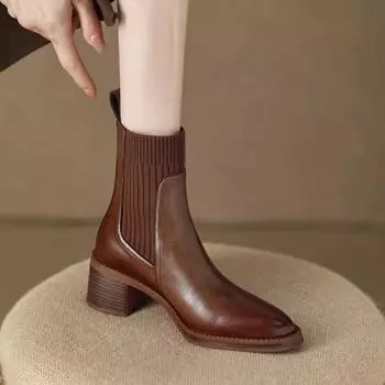 Осенние женские ботинки Witner Ботильоны Туфли Ретро-обувь Кожа 39