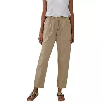 Осенние женские брюки, однотонные, с эластичной резинкой на талии, хлопковые и льняные модные свободные повседневные брюки S хаки