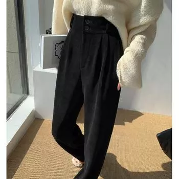 Осенние женские черные бархатные брюки широкого кроя для верхней одежды M белый