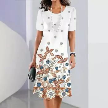 Осенние женские цветочные принты пуловеры платья топы ретро короткие рукава элегантные вечерние платья красивая одежда модные платья S