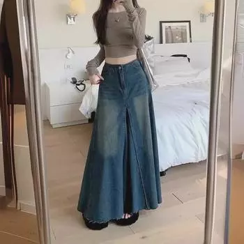 Осенние женские джинсы с широкими штанинами и драпировкой — нишевый дизайн уличной одежды высокого класса в американском стиле 2XL синий