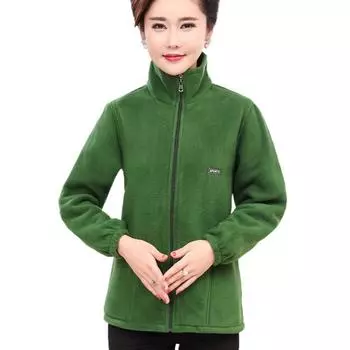 Осенние женские флисовые куртки среднего возраста, повседневная теплая куртка, верхняя одежда на молнии для мам, зимняя 5XL 4XL красный