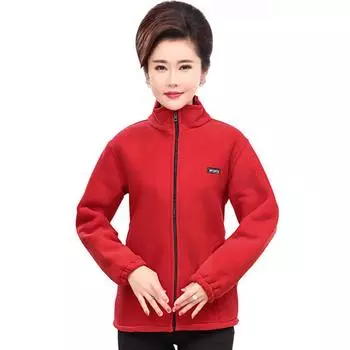 Осенние женские флисовые куртки среднего возраста, повседневная теплая куртка, верхняя одежда на молнии для мам, зимняя 5XL XL синий