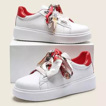 Осенние женские кроссовки на платформе, модная спортивная обувь со шнуровкой и лентой, обувь для скейтбординга на плоской подошве, мягкая кожа, повседневная обувь для ходьбы 36 чёрный