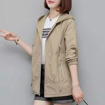 Осенние женские куртки, повседневная ветровка с капюшоном, женское базовое пальто, легкая куртка на молнии, верхняя одежда 3XL чёрный