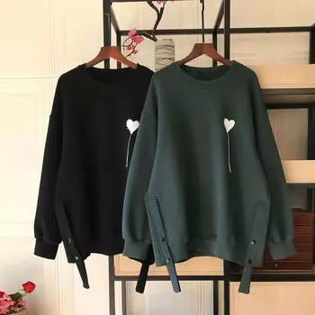 Осенние женские модные принты уличной одежды больших размеров толстовки Y2K женские повседневные топы с круглым вырезом и длинным рукавом 4XL чёрный