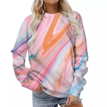 Осенние женские модные трендовые брендовые свободные повседневные футболки с круглым вырезом и длинными рукавами для женщин S