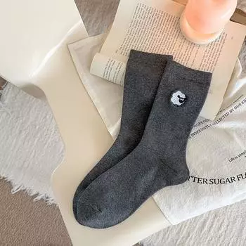 Осенние женские носки Мультяшные животные Милые носки с овечками для девочек Теплые хлопковые носки с рисунком ягненка для женщин Рождественские подарки