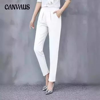 Осенние женские облегающие брюки больших размеров с драпировкой, брюки-харен, повседневная верхняя одежда, трендовые брюки S чёрный