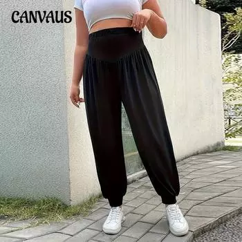 Осенние женские повседневные однотонные брюки с высокой талией больших размеров, женские темпераментные брюки Harlen для поездок на работу на завязках 1XL чёрный