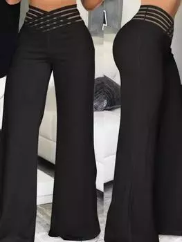 Осенние женские широкие расклешенные брюки, брюки с высокой талией, повседневные элегантные рабочие брюки для перекрестков, можно носить четыре сезона S чёрный