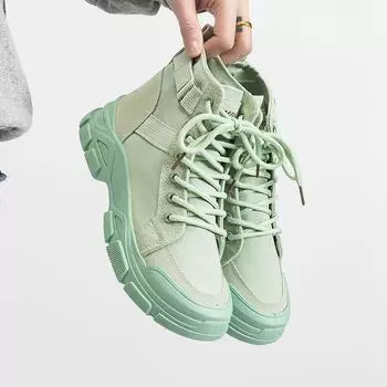 Осенние женские тонкие дышащие высокие туфли на толстой подошве 40 чёрный