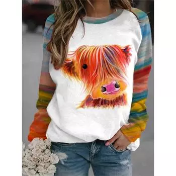 Осенние женские тонкие пуловеры зимние повседневные топы винтажные 3D печатные толстовки женские уличные спортивные толстовки с длинным рукавом S