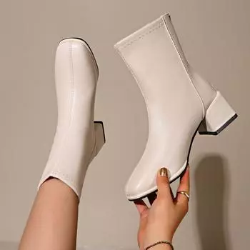 Осенние женские туфли на каблуке, новые модные ботинки челси с квадратным носком и толстым каблуком для женщин, женские ботильоны для вечеринок и вечеринок 35