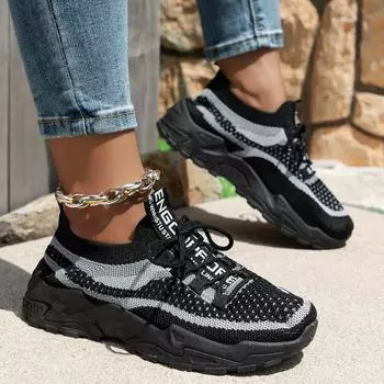 Осенние женские туфли на платформе, дышащие сетчатые кроссовки на шнуровке для женщин, повседневная обувь для ходьбы, женская обувь для активного отдыха, теннисные туфли Zapatillas 36 чёрный