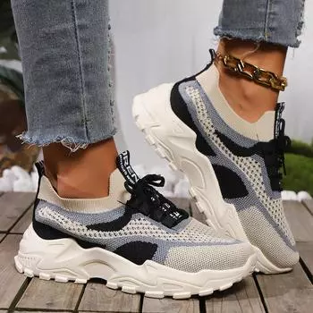 Осенние женские туфли на платформе, дышащие сетчатые кроссовки на шнуровке для женщин, повседневная обувь для ходьбы, женская обувь для активного отдыха, теннисные туфли Zapatillas 36 чёрный