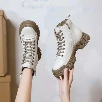 Осенние женские туфли на платформе, новые модные ботильоны на шнуровке и молнии для женщин, кроссовки для активного отдыха 2024 года, новые модные ботинки 35