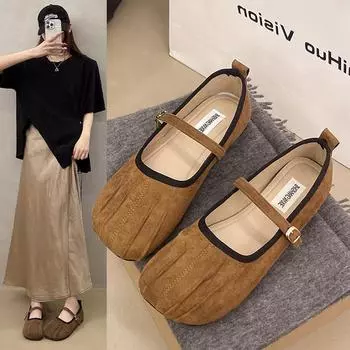 Осенние женские туфли на плоской подошве, модные, с круглым носком, с короткими застежками, красные балетки, мягкие туфли на плоской подошве, новые женские 35