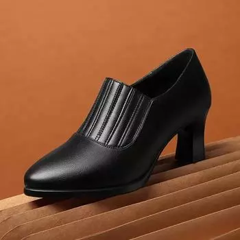 Осенние женские туфли на высоком каблуке с острым носком, женские туфли из микрофибры, модные тонкие ботинки, женские эластичные туфли-лодочки без застежек 36