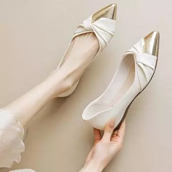 Осенние женские туфли с острым носком, новые неглубокие складные туфли на мягкой подошве, нескользящие туфли Мэри Джейн на плоской подошве 35