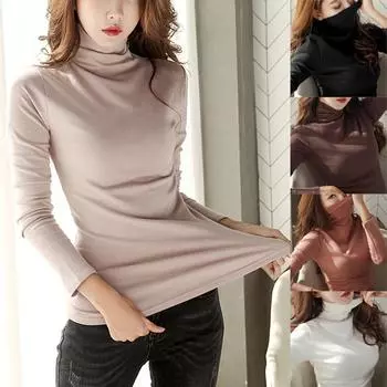 Осенние женские водолазки с длинным рукавом, хлопковая эластичная блузка, рубашка, тонкий джемпер 2XL кофейный
