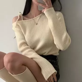 Осенние женские вязаные свитера повседневные тонкие нерегулярные воротники длинные рукава низ пуловеры свитера женские однотонные тонкие топы одежда One Size