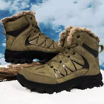Осенние/зимние мужские ботинки, ботильоны в русском стиле для мужчин, зимние ботинки, водонепроницаемые зимние ботинки, мужские ботинки Botas Hombre для походов на открытом воздухе 40 чёрный
