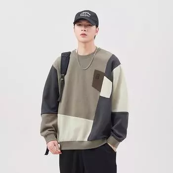 Осенний американский модный брендовый свитер в цвет, мужской свободный большой размер, повседневный ленивый топ, нижняя часть рубашки M
