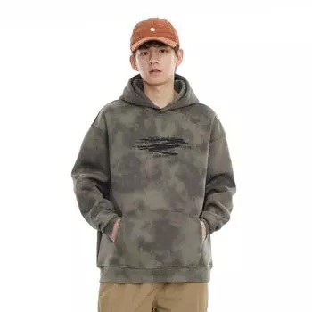 Осенний американский свитер с постепенным изменением букв, мужской свободный, большого размера, ретро, японский, с капюшоном, повседневный топ Tide M