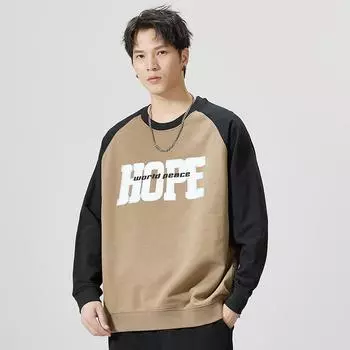 Осенний американский тяжелый свитер мужской модный бренд свободный большой размер с круглым вырезом и надписью топ с длинным рукавом осень и зима M